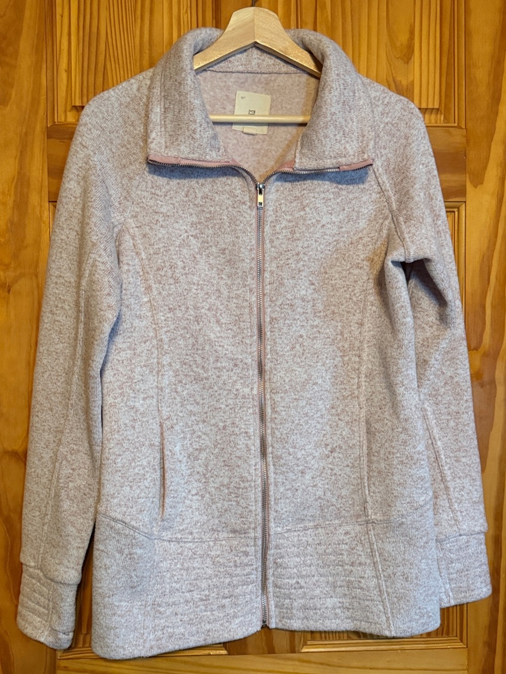 Thread & Supply Heathered Light Pink Full-Zip Teddy Jacket